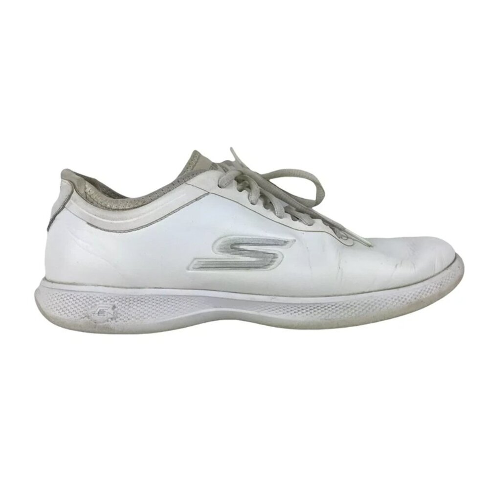 Skechers Womens Goga Max Gen 5 White Quick Fit Lace Up Sneaker Shoes Size US 8.5